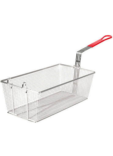 Panier à friture avec poignée rouge 13-1/4 x 5-5/8 x 5-11/16"
