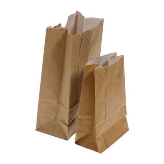 Caisse de 250 sacs en papier Brun Double Grandeurs variées