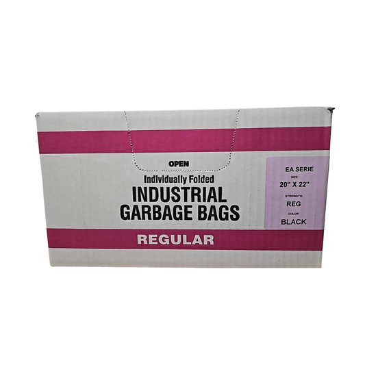 Caisse de 500 sacs à déchets Noir RÉGULIER 20 x 22po