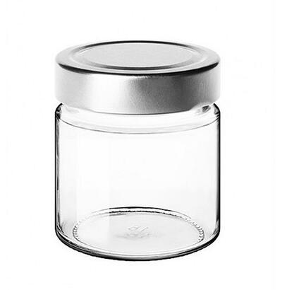 Caisse de 12 pots en verre couvercle argent 212 ml